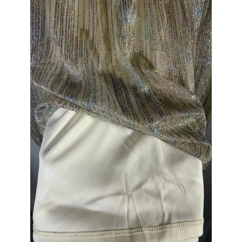 NWT Colleen Lopez Metallic Shimmer Peasant Blouse Size Small - Picture 4 of 6